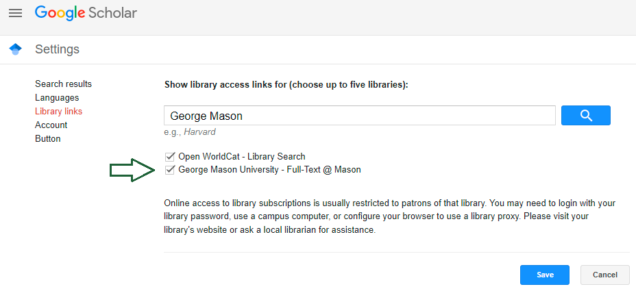 Boxes Checked for George Mason Under Search Results