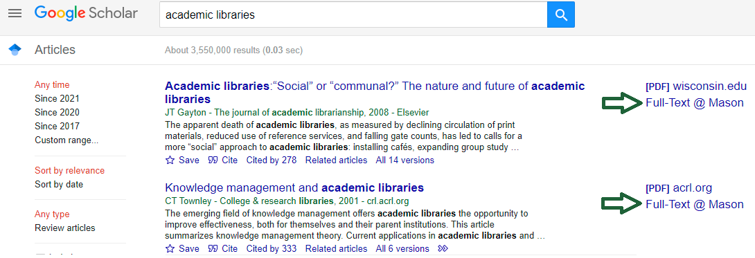 Results that Include Articles from the University Libraries