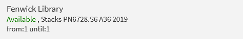 Library catalog result for item Miles Morales; Vol. 1 with the call number PN6728.S6 A36 2019