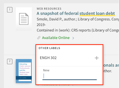 Label entry dialog
