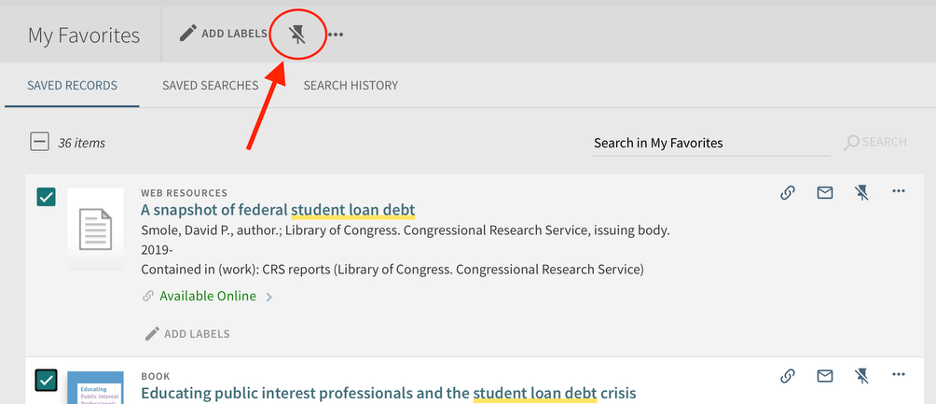 Remove selected items button called out
