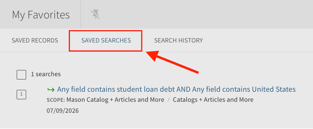 Saved Searches button called out