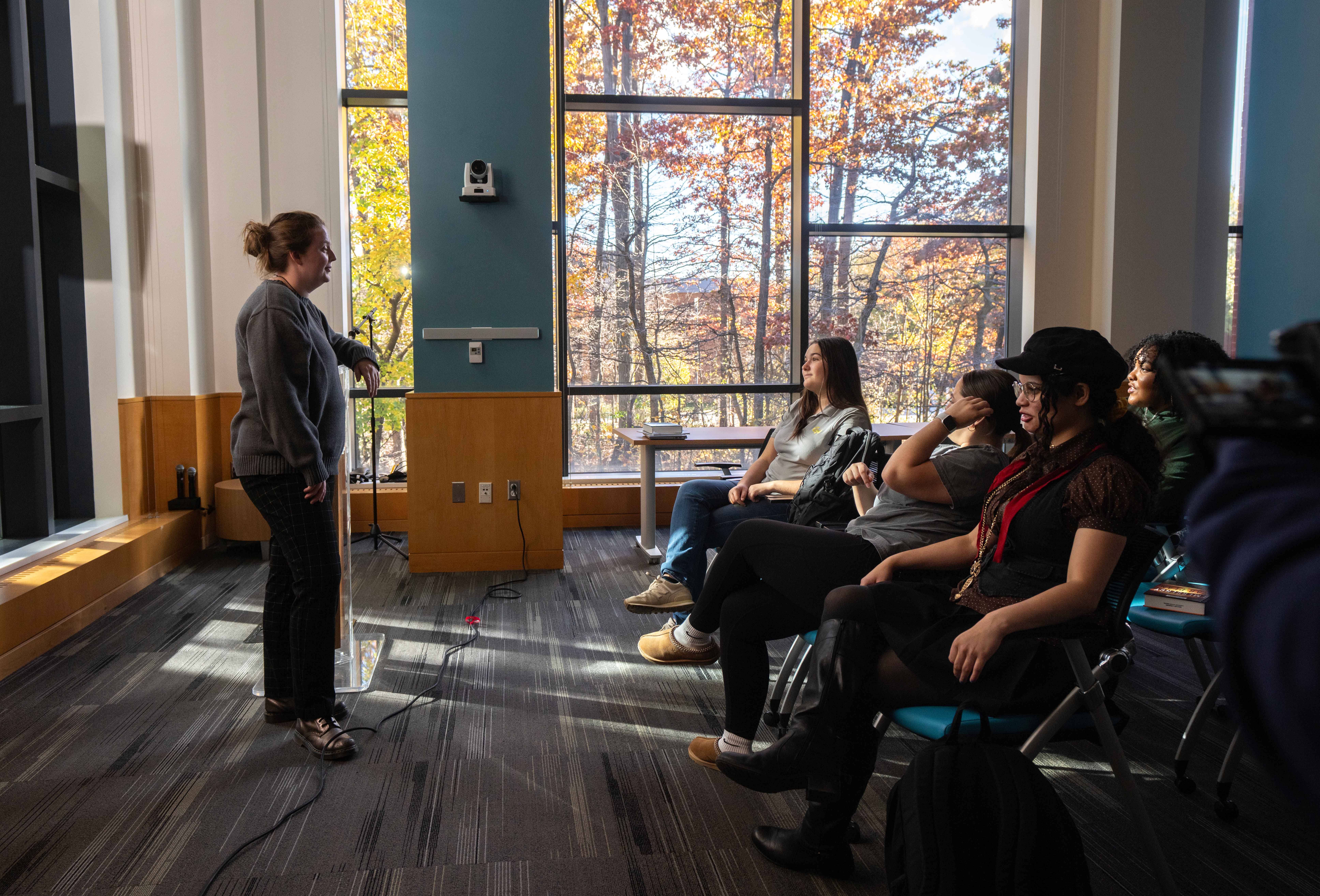 Student reading in the Mason Libraries